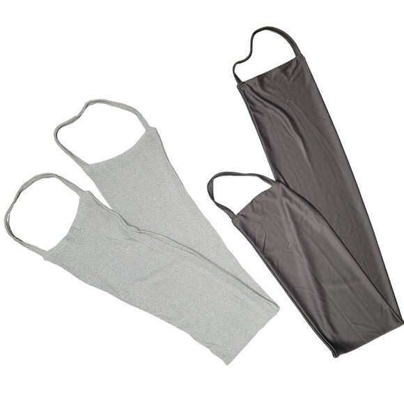 Women's Stretchy wrap Tube Tops 2-Pack Gray & Silver Glitter One Size Fits Most - Picture 2 of 6